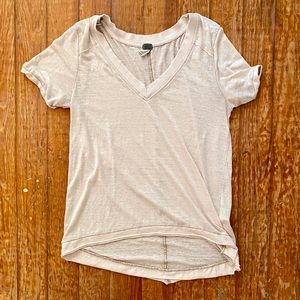 Free People Raw Hem Peach V-Neck Top